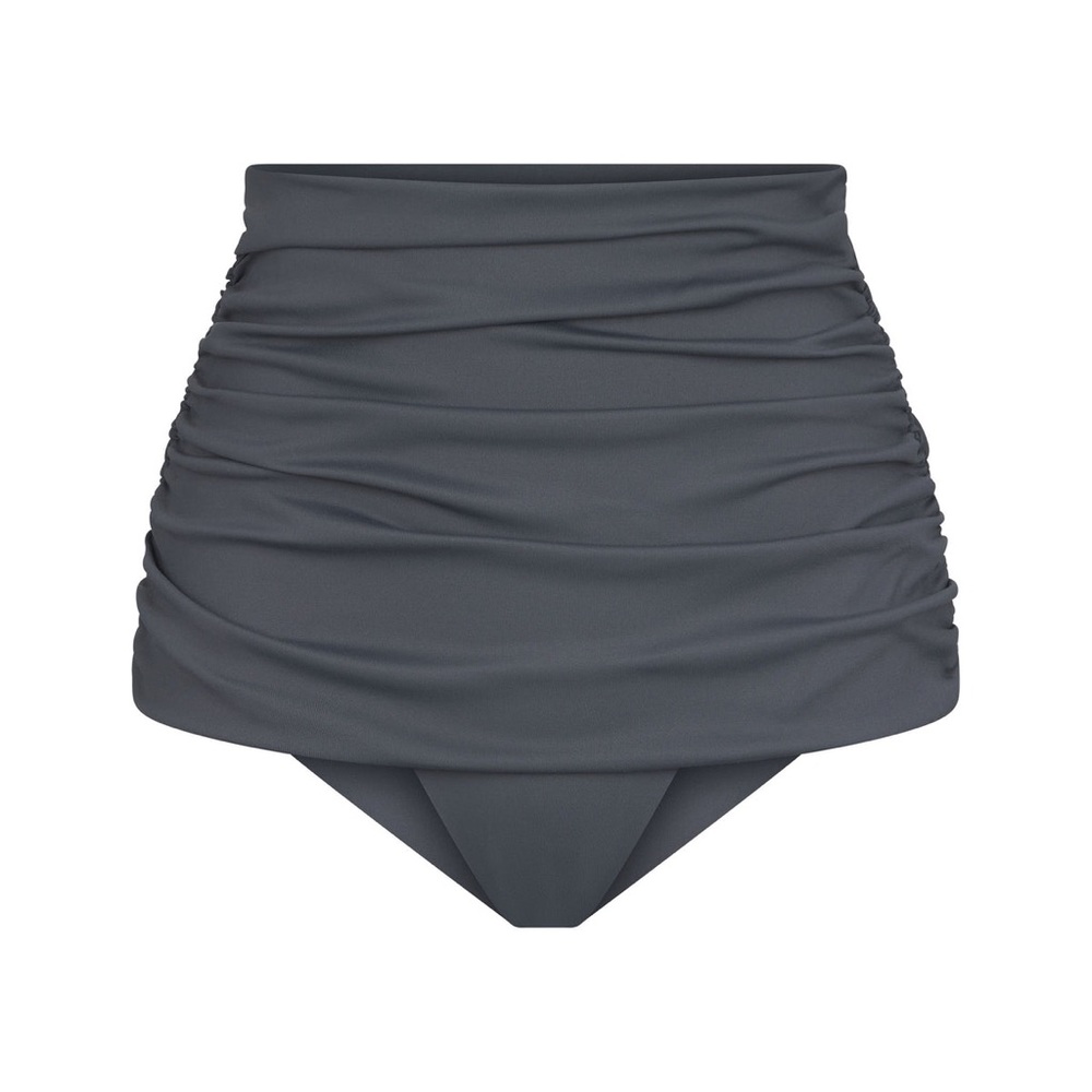SKIMS SHAPING SWIM RUCHED HIGH-WAISTED BOTTOM in Gunmetal NEW